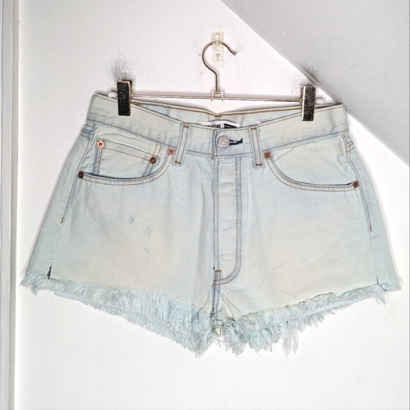 RE/DONE x LEVI'S High Rise Cut-off Cotton Denim Jean Shorts NEW Size 25 - Picture 1 of 11